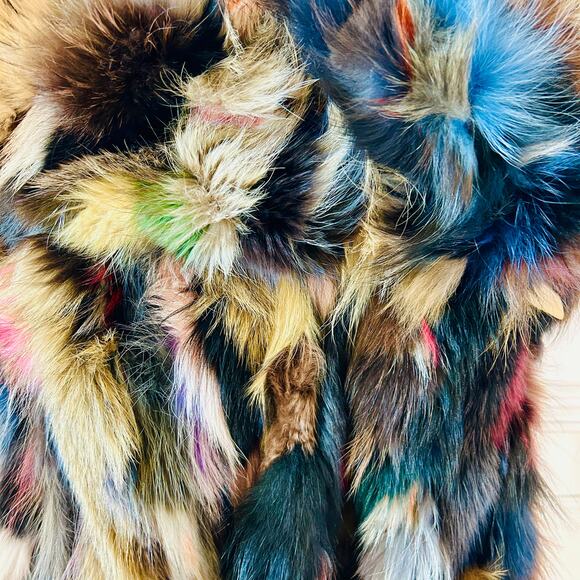 SAM NY Mini Limelight Fox Fur Reversible Vest with Army Green Parka Size Small - Picture 6 of 16